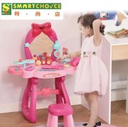 兒童音樂化妝椅套裝 (幼兒梳妝台化妝桌玩具附鏡子椅子，兒童梳妝台套裝帶燈光音樂、化妝配件帶吹風機玩具)