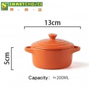 Elegant Baking Pot with Lid (Random Color) (Cheese Bowl)(Ceramic Rice Bowl)(Kitchen Bowl)(Pudding Bowl)