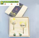 套二熊貓書頁夾（熊貓彈吉他+下棋）(中式金屬書籤)(學校辦公文具)(用品禮品)(精美中國風創意流
