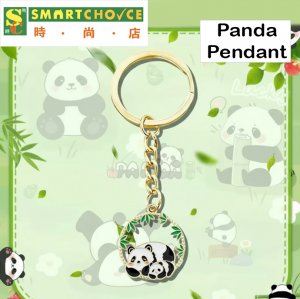 創意熊貓金屬鑰匙圈 （中國熊貓吊墜鑰匙圈）（可愛背包裝飾飾品汽車鑰匙圈）（掛飾禮物）
