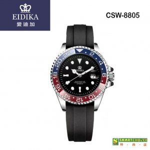 瑞士註冊品牌「愛廸加」潛水系列- CSW-8805 機械錶 (藍紅色外殼· 黑色橡膠錶帶 ·日本製造機芯)