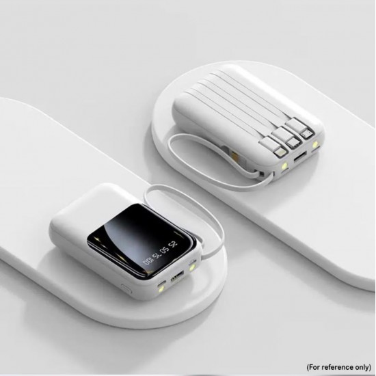 (10000mAh）（白色）便攜充電寶（4合1內建線纜行動電源）