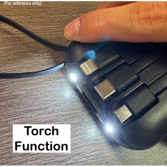 (10000mAh）（白色）便攜充電寶（4合1內建線纜行動電源）