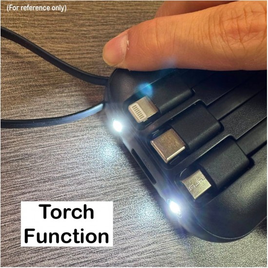 （20000mAh）（黑色）便攜充電寶（4合1內建線纜行動電源）